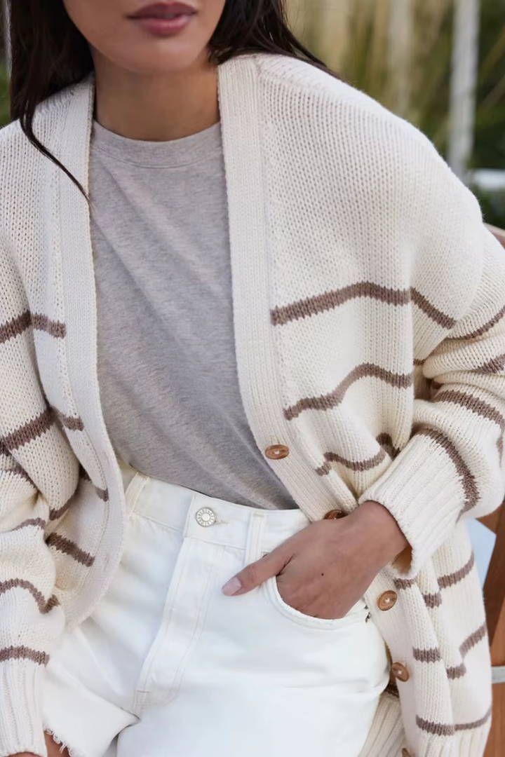 Margo & Main – striped button-front knit cardigan, additional view 11, US women's sizes