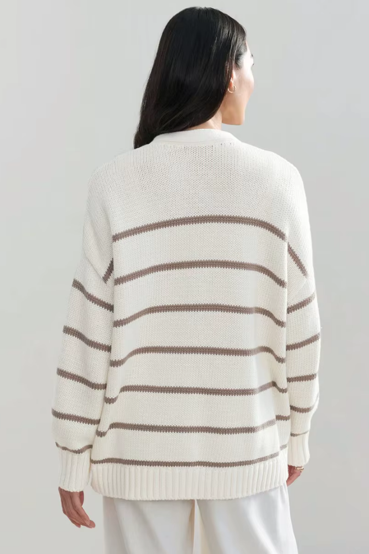 Margo & Main – striped button-front knit cardigan, additional view 12, US women's sizes