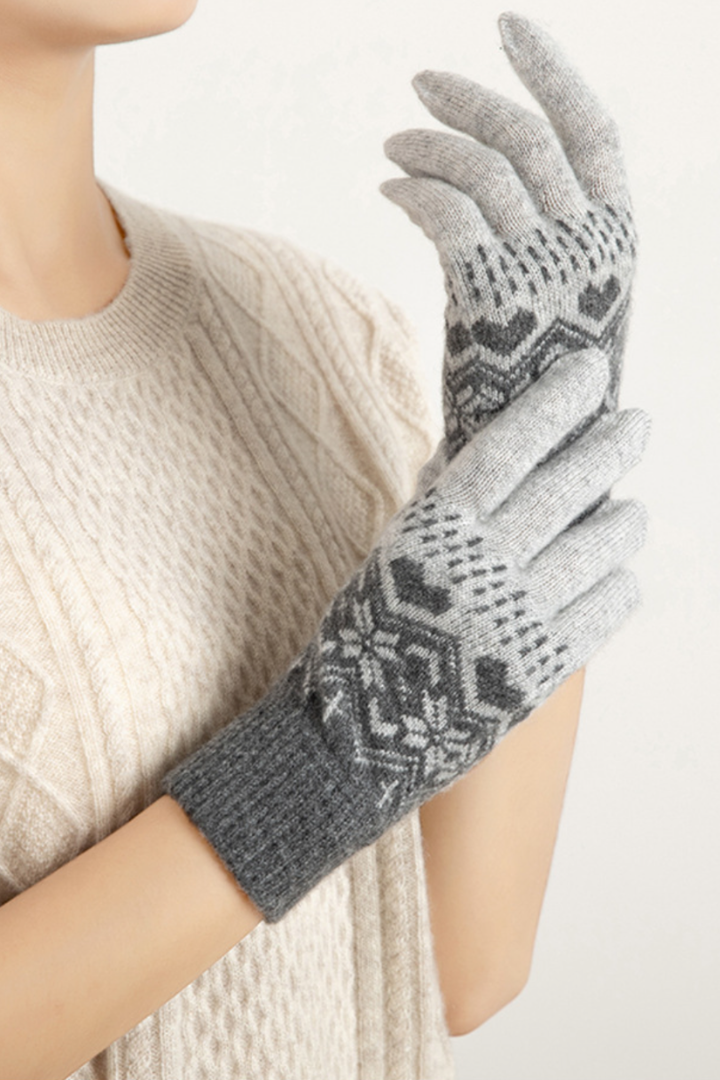 Octavia Cashmere Snowflake Knit Gloves