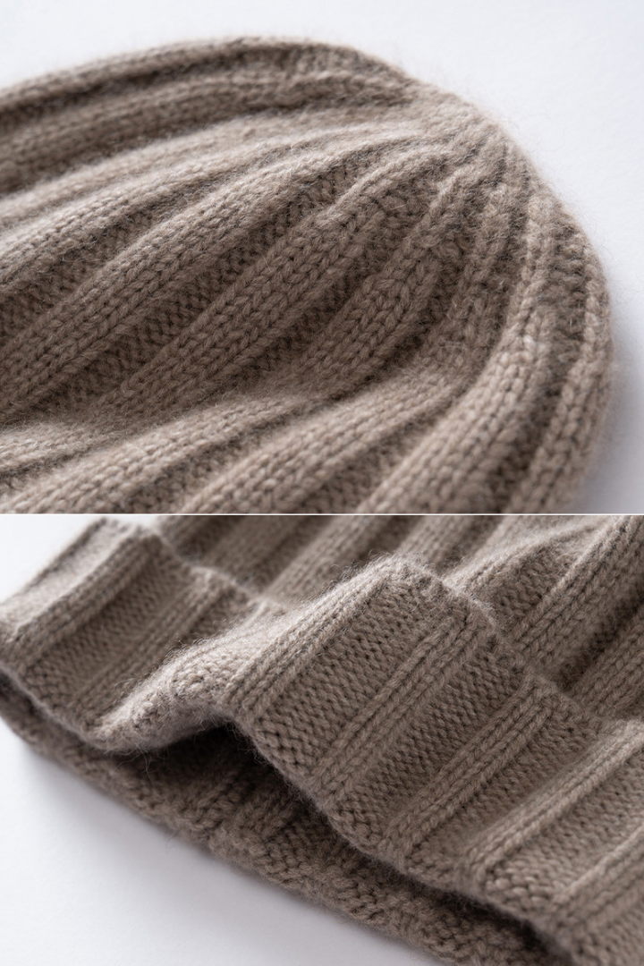 Severine Pure Cashmere Ribbed Beanie