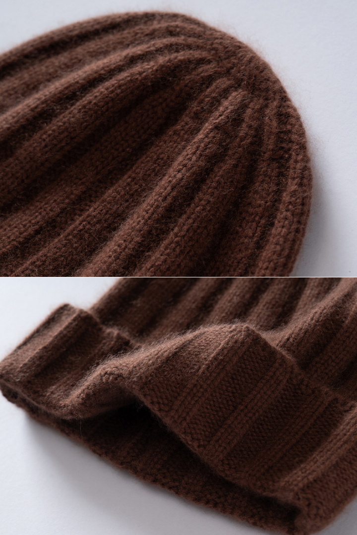 Severine Pure Cashmere Ribbed Beanie