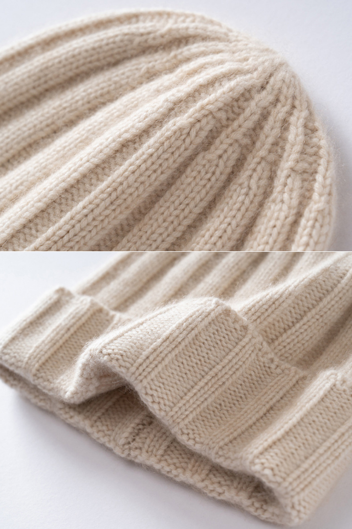 Severine Pure Cashmere Ribbed Beanie
