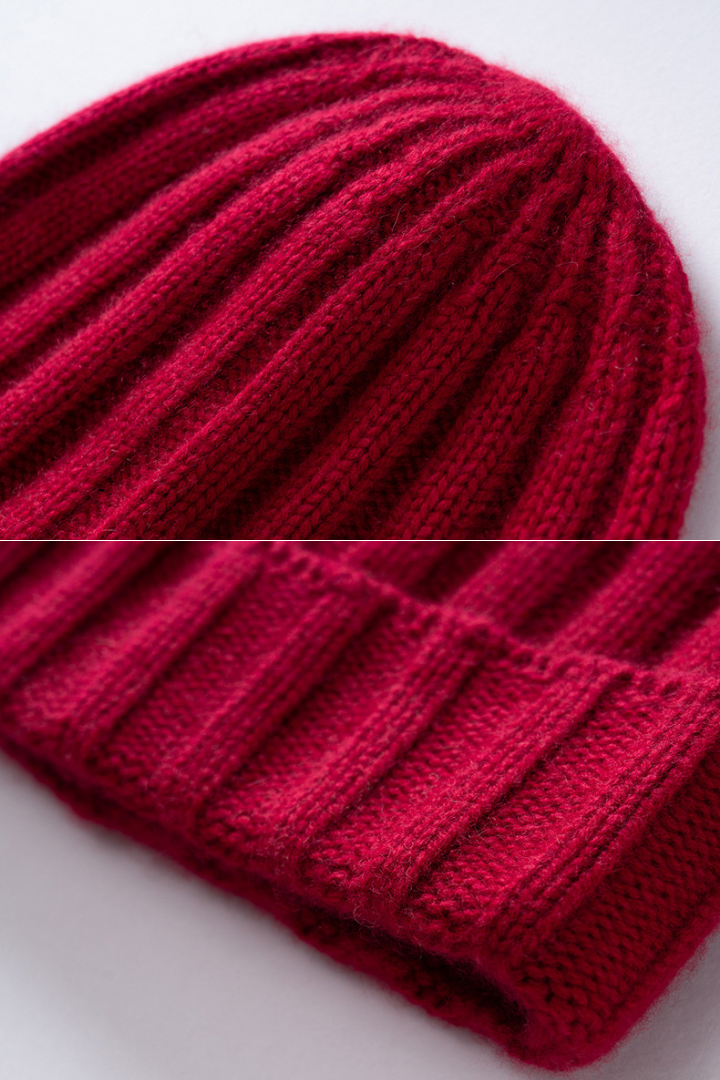 Severine Pure Cashmere Ribbed Beanie