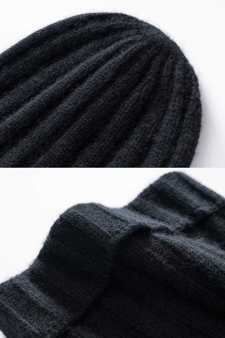 Severine Pure Cashmere Ribbed Beanie