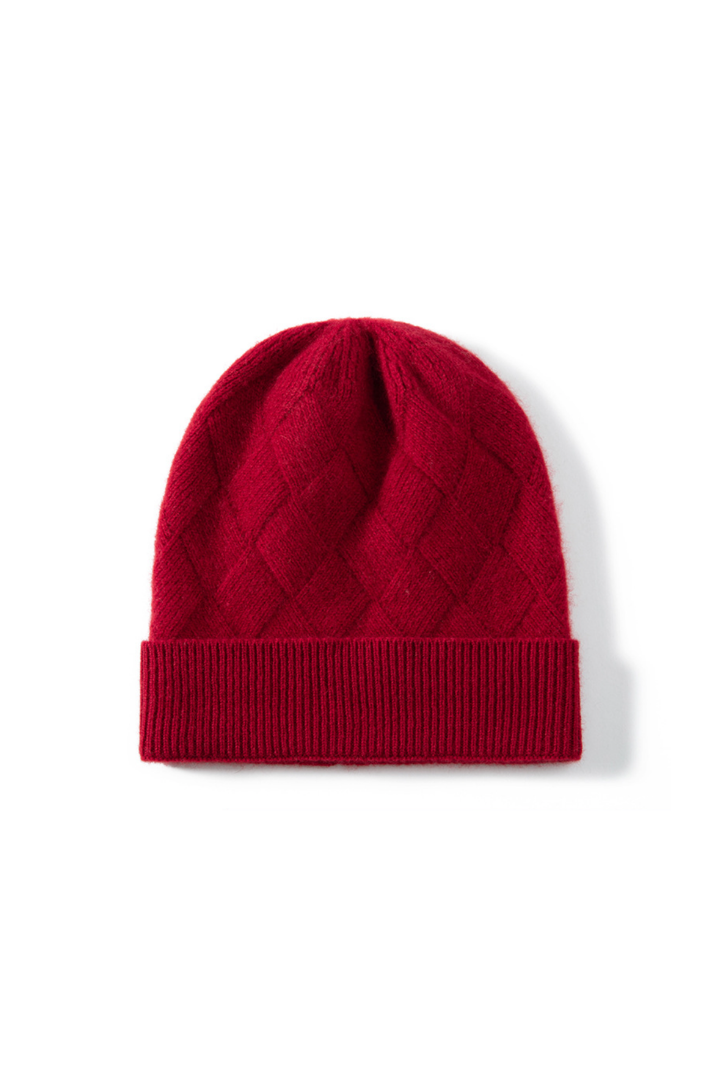 Camelia Diamond Texture Cashmere Beanie