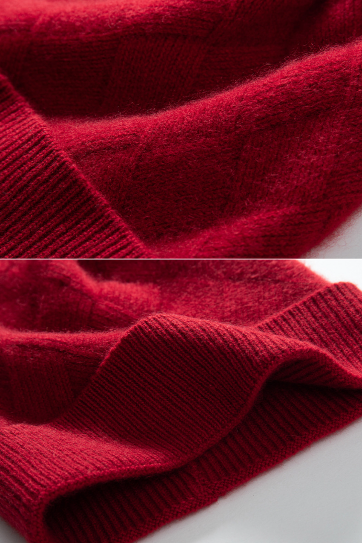 Camelia Diamond Texture Cashmere Beanie