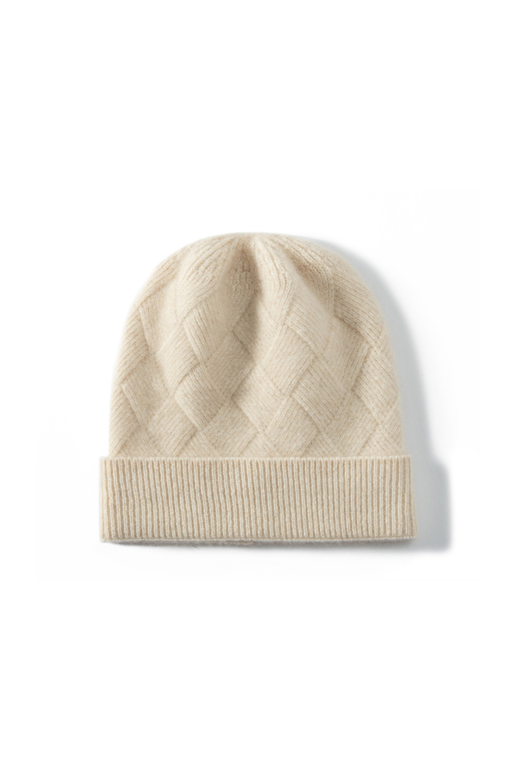 Camelia Diamond Texture Cashmere Beanie