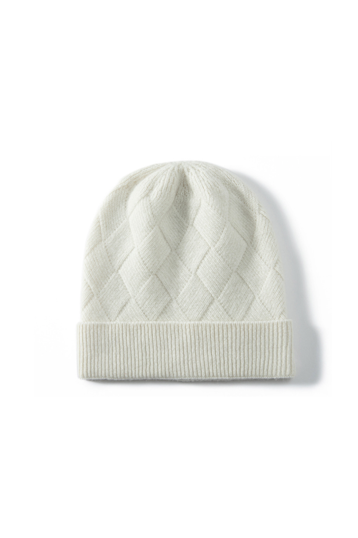 Camelia Diamond Texture Cashmere Beanie