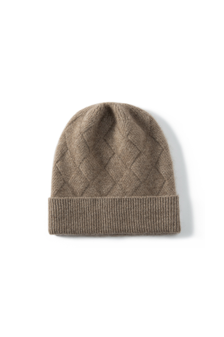 Camelia Diamond Texture Cashmere Beanie
