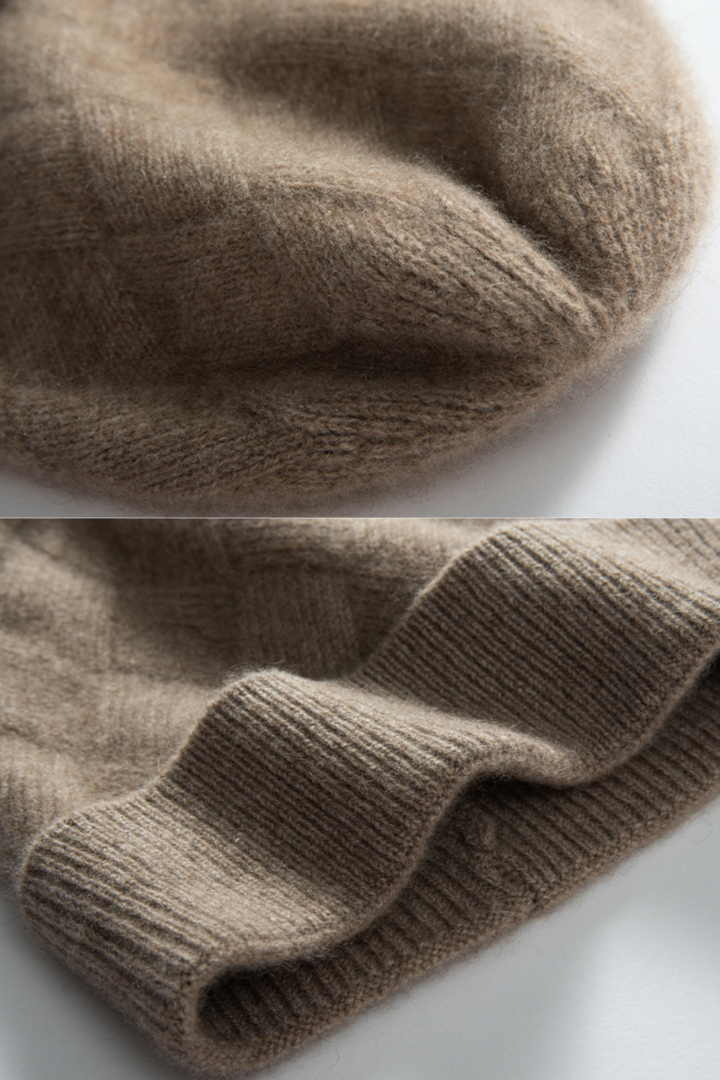Camelia Diamond Texture Cashmere Beanie