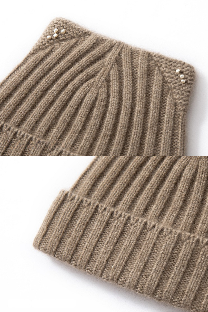 Felicity Pure Cashmere Wide Rib Beanie