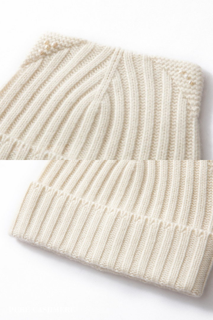 Felicity Pure Cashmere Wide Rib Beanie