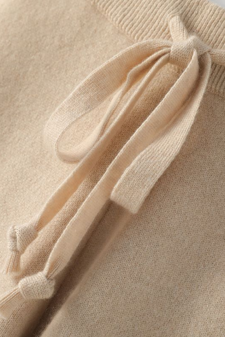 Margo & Main – White wide-leg knit pants, ribbed waistband and tie detail, US women's sizes