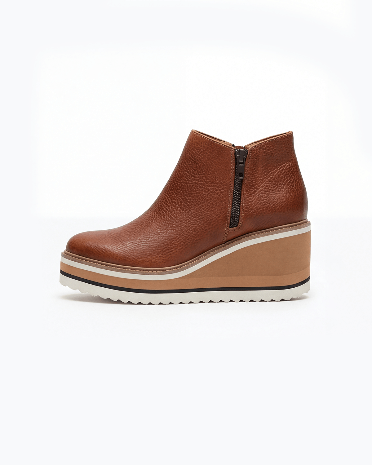 Margo & Main – Dark Brown platform wedge ankle boots side profile, US women's sizes