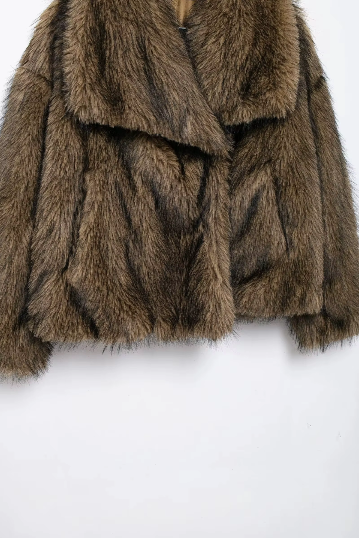 Margo & Main – faux fur wide collar short coat, additional view 17, US women's sizes