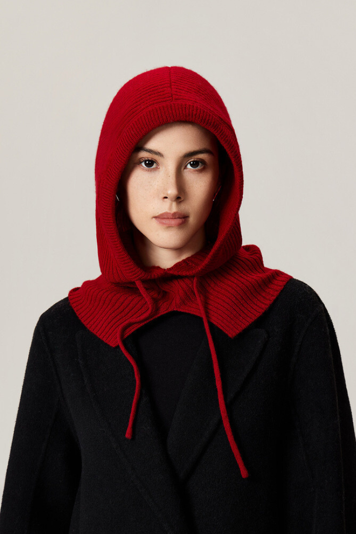 Zuleika Wool Ribbed Drawstring Hood