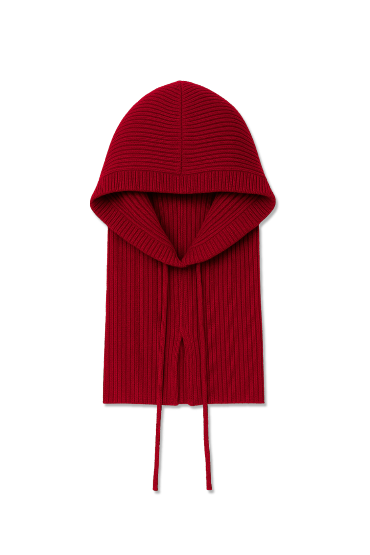 Zuleika Wool Ribbed Drawstring Hood
