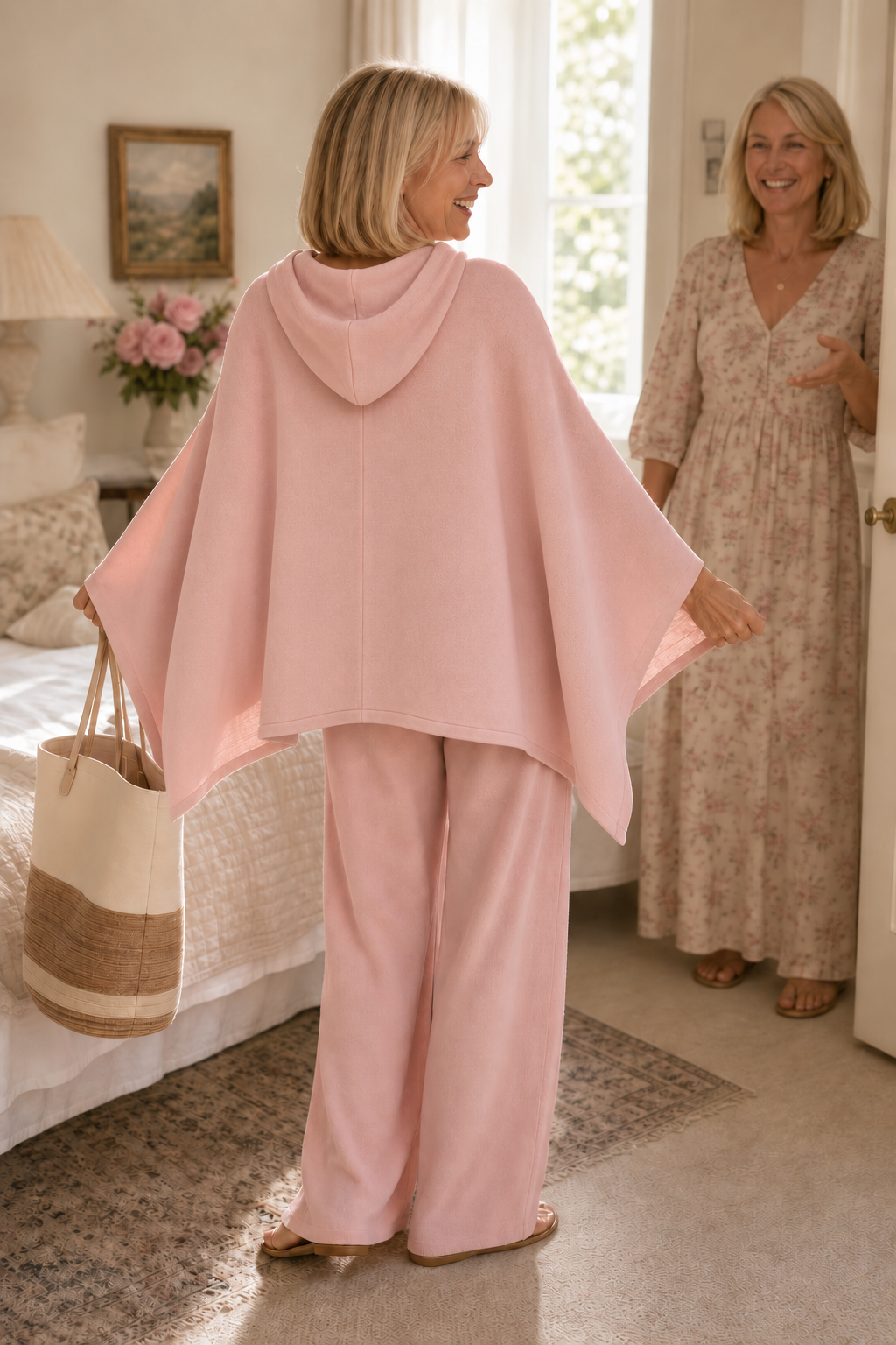 Philippa Hooded Cape and Wide Leg Pants Set
