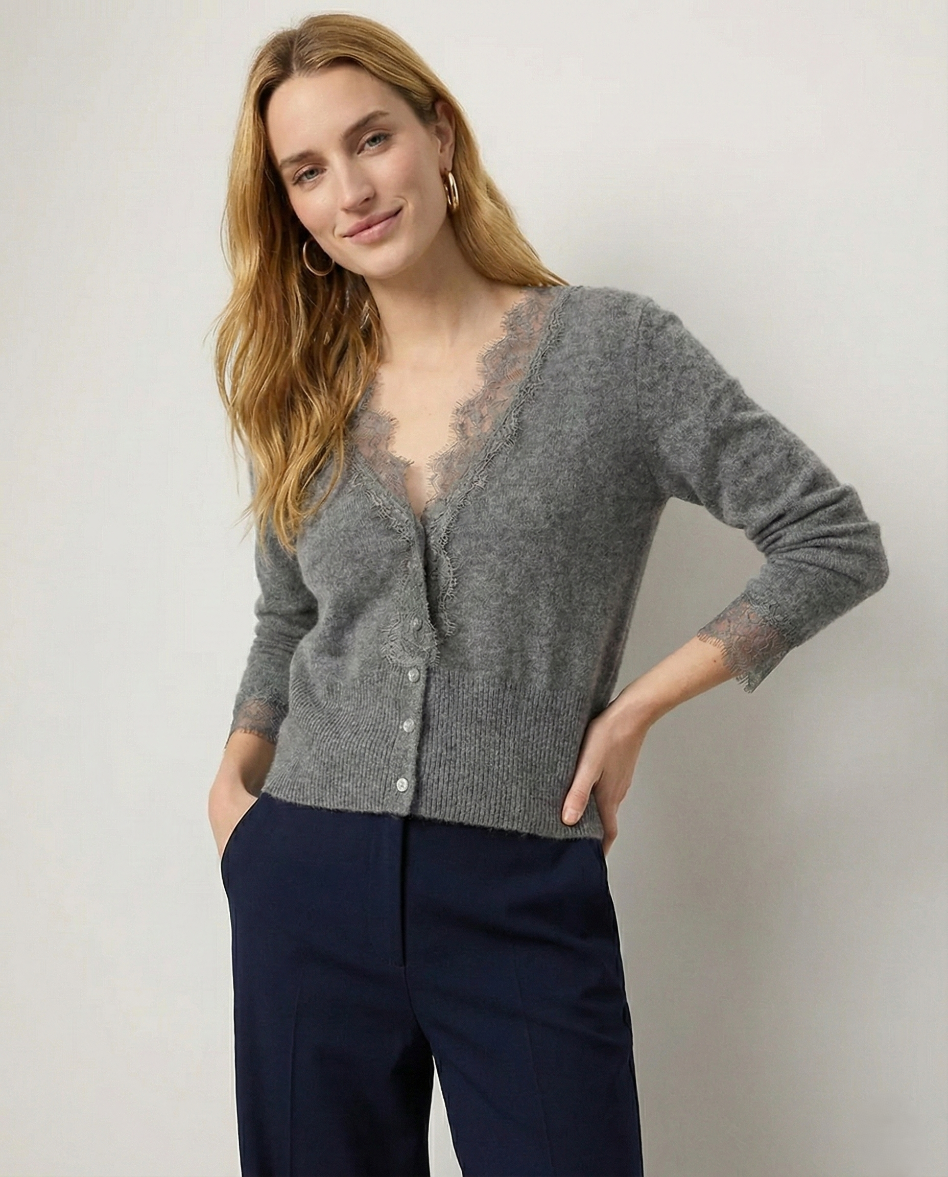 Amelia Cashmere Lace Cardigan