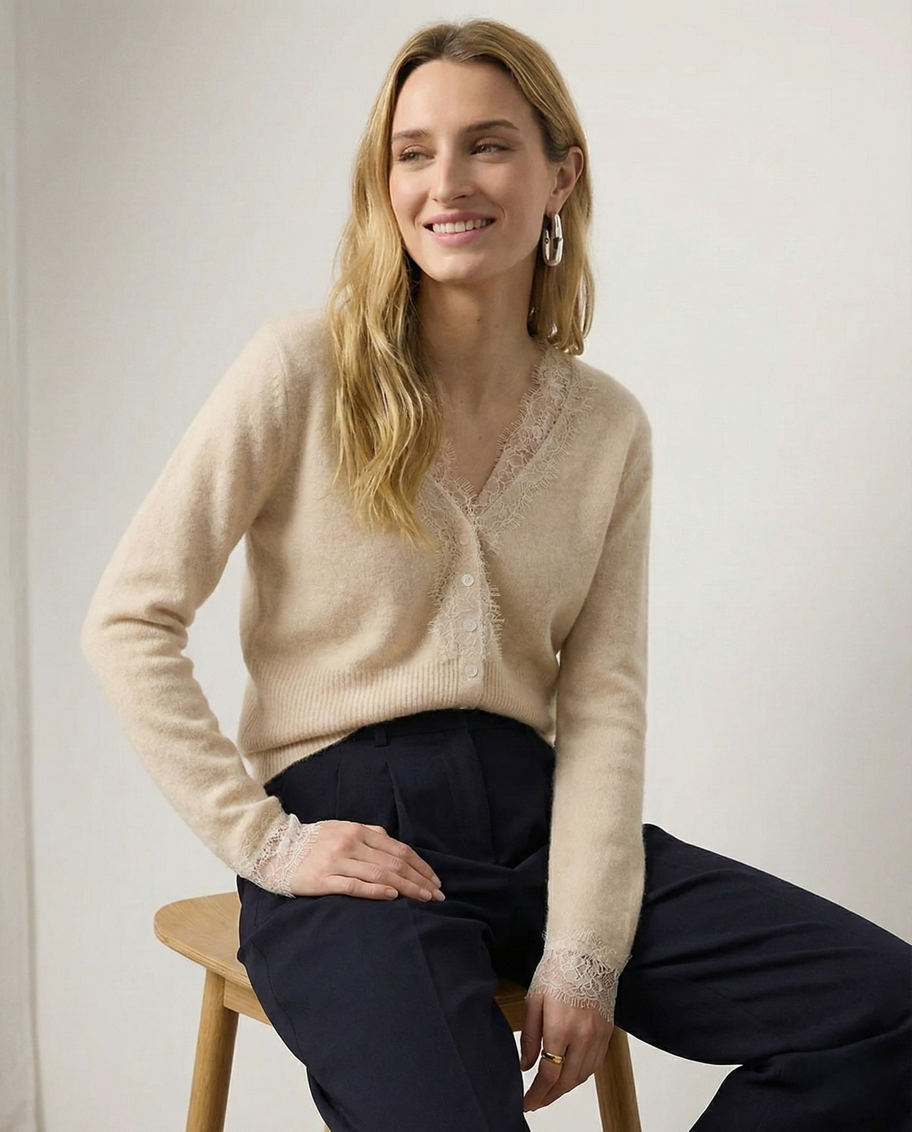 Amelia Cashmere Lace Cardigan