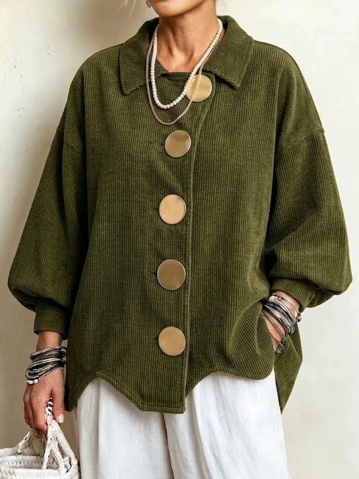 Karenina Oversized Corduroy Statement-Button Jacket