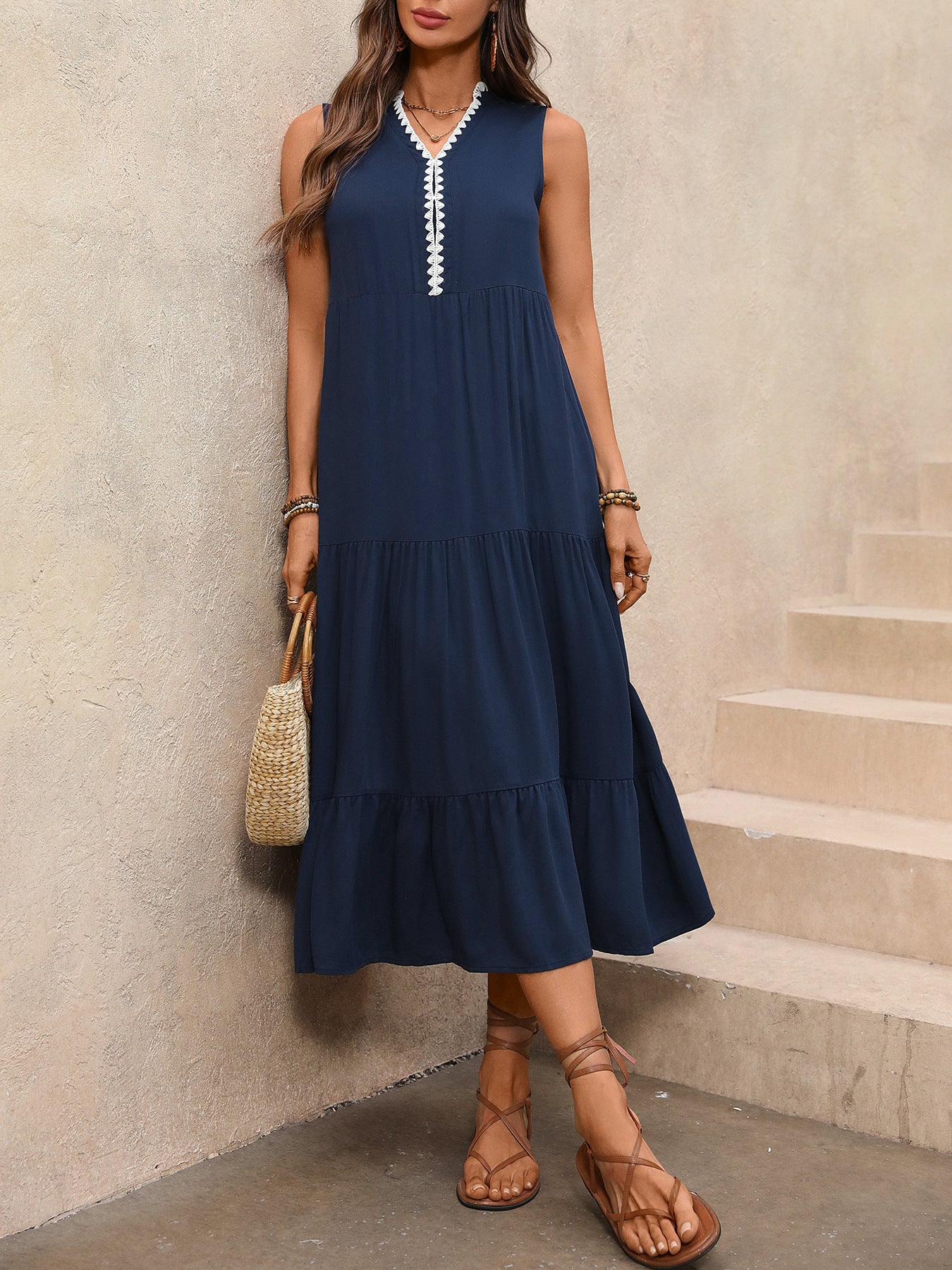 Evelyn Flowy Tiered Midi Dress