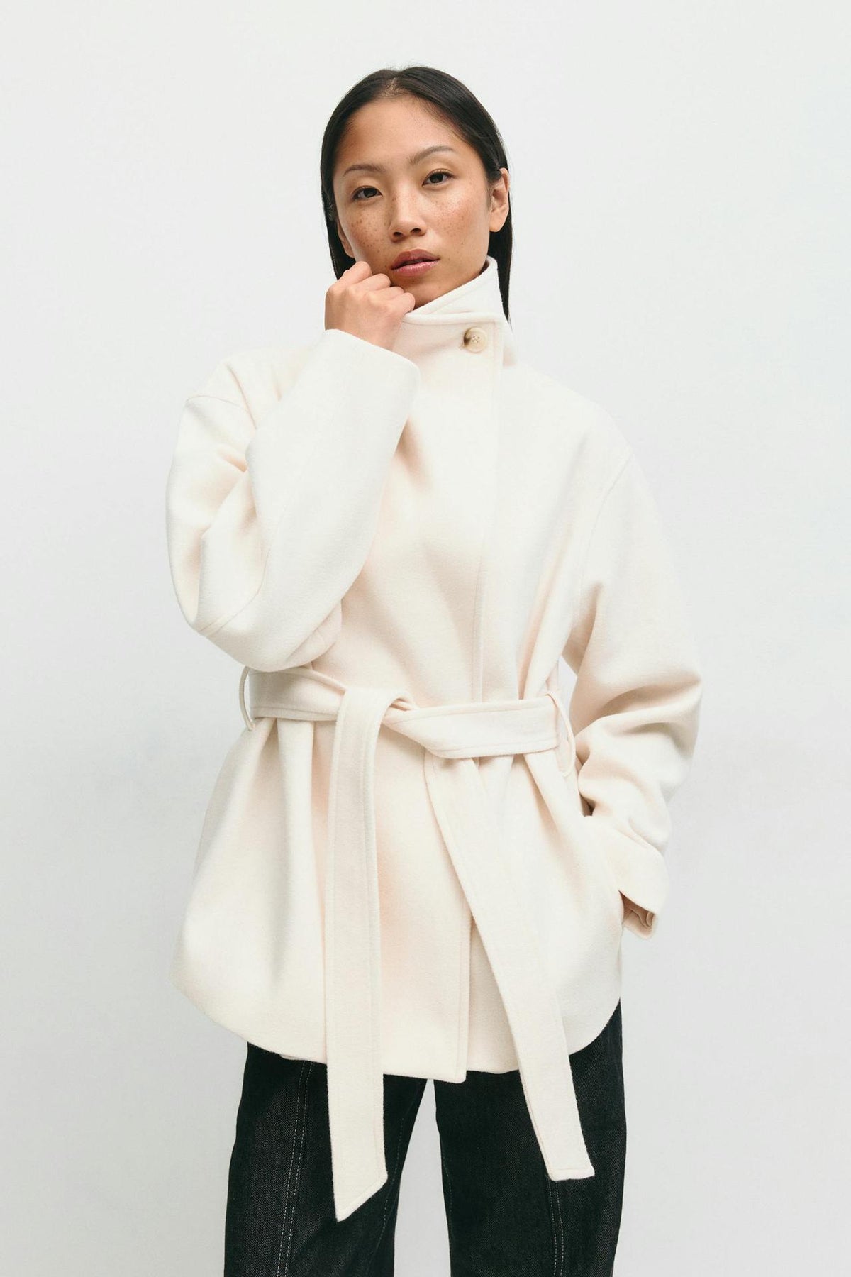 Lorna Belted Stand Collar Wool Coat