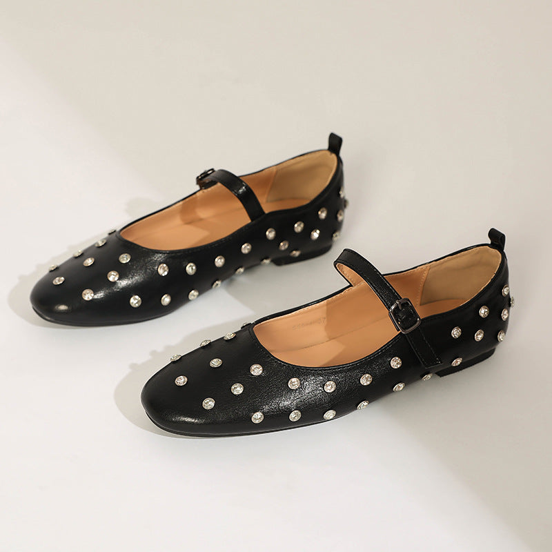 Margo & Main – black rhinestone ballet flats, pair seen from above, US women's sizes