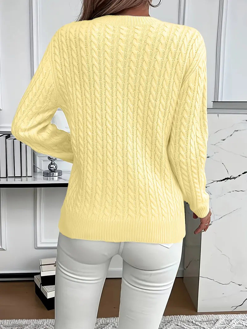 Dulcie Thick Cable Knit Crew Neck Sweater