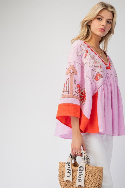 Norma Embroidered Boho Blouse