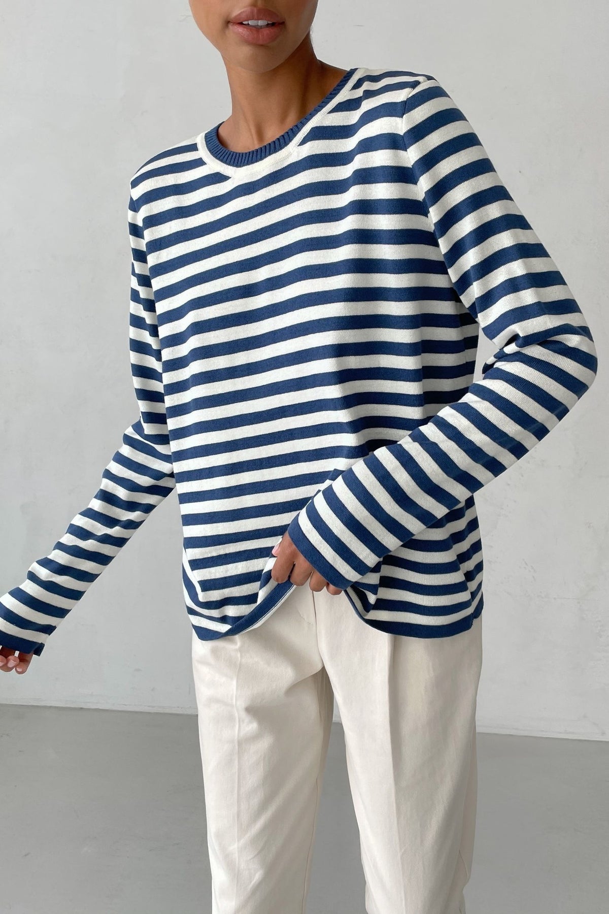 Harlow Striped Crew Neck Knit Sweater