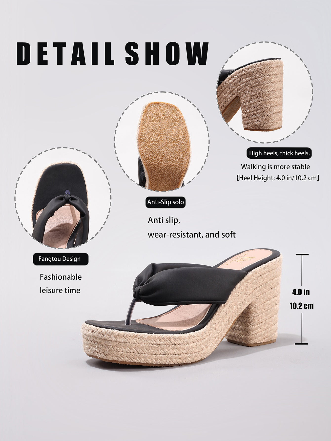Margo & Main – Padded Thong Platform Wedge Sandals, angled view, US women's sizes