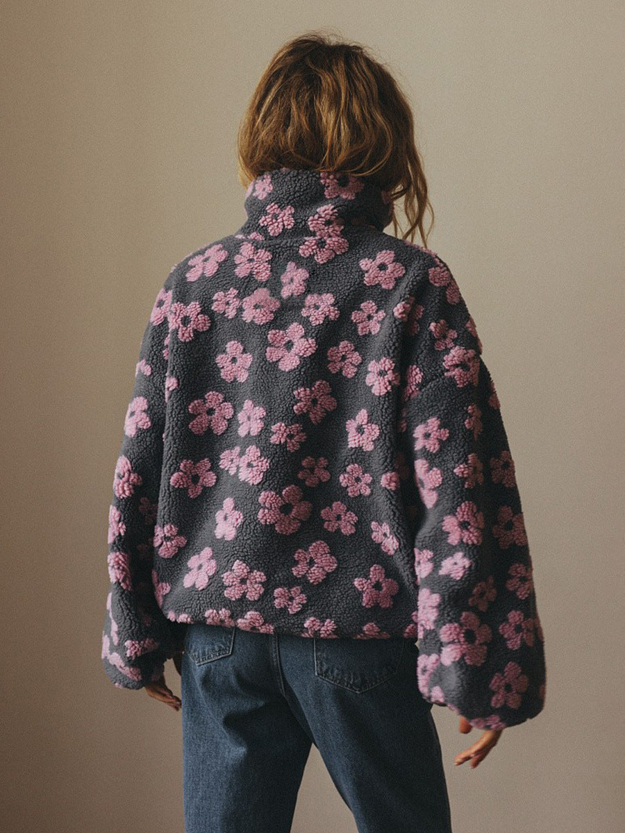 Margo & Main – floral sherpa half-zip pullover, additional view 14, US women's sizes