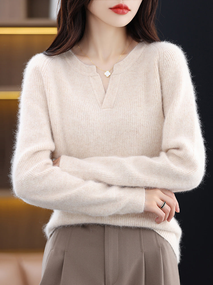 Margo & Main – mink velvet notch v-neck sweater, additional view 11, US women's sizes
