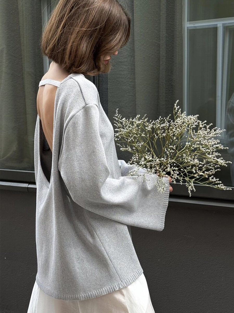 Ginevra Open Back Cotton Knit Sweater