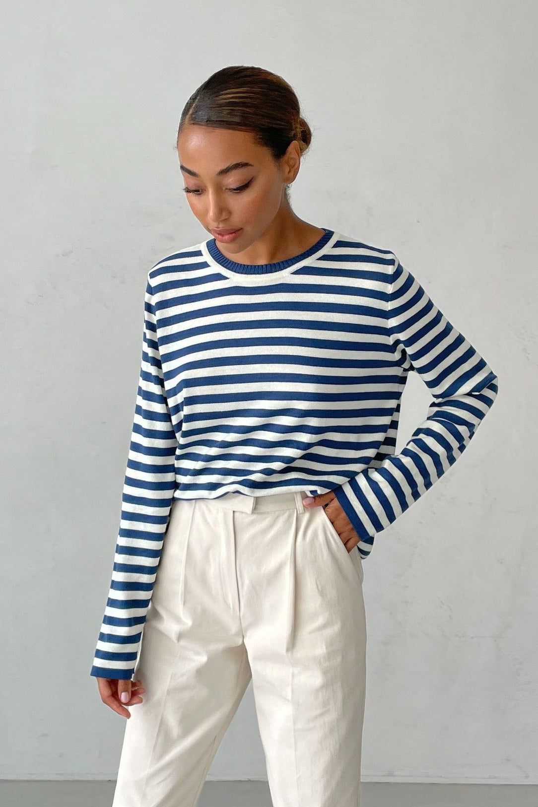 Harlow Striped Crew Neck Knit Sweater