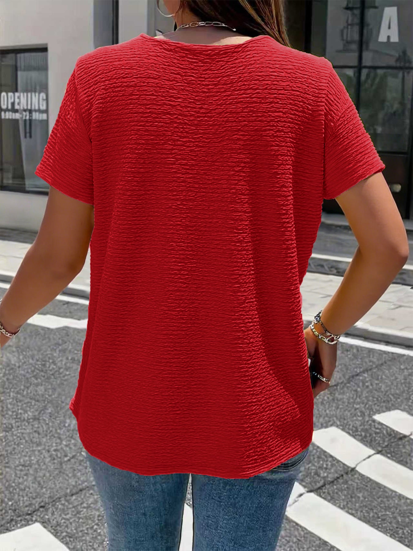 Etta Textured V-Neck Everyday Blouse