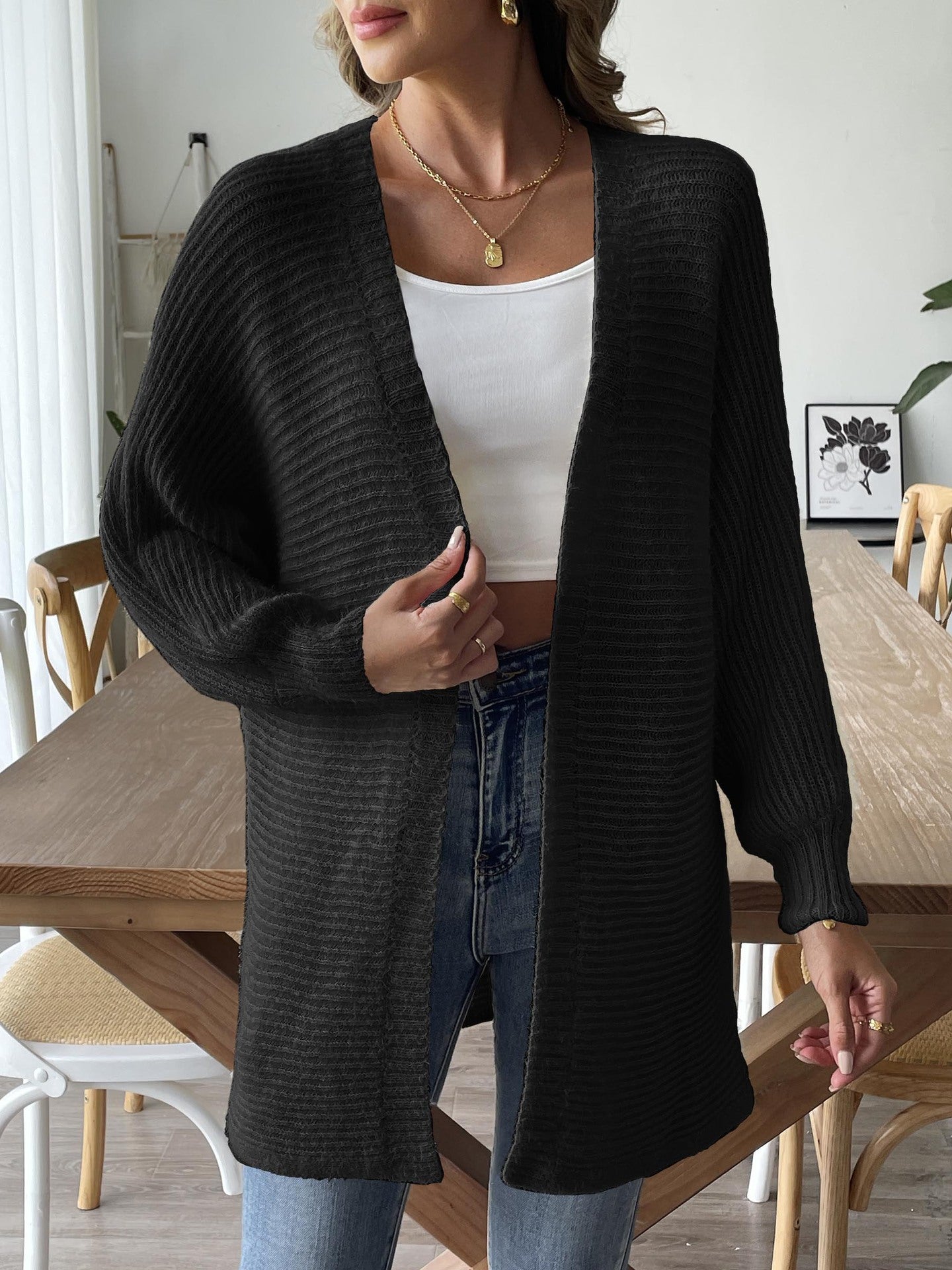 Lavena Woven Faux Mink Cardigan