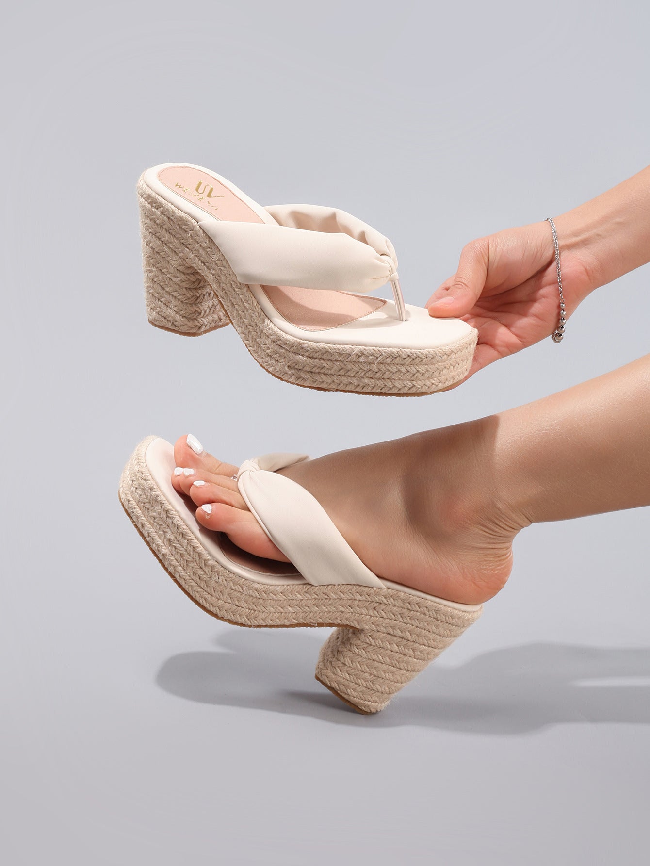 Margo & Main – Padded Thong Platform Wedge Sandals, front view, US women's sizes