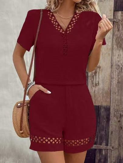 Bonnie Lace Trim Shorts Set