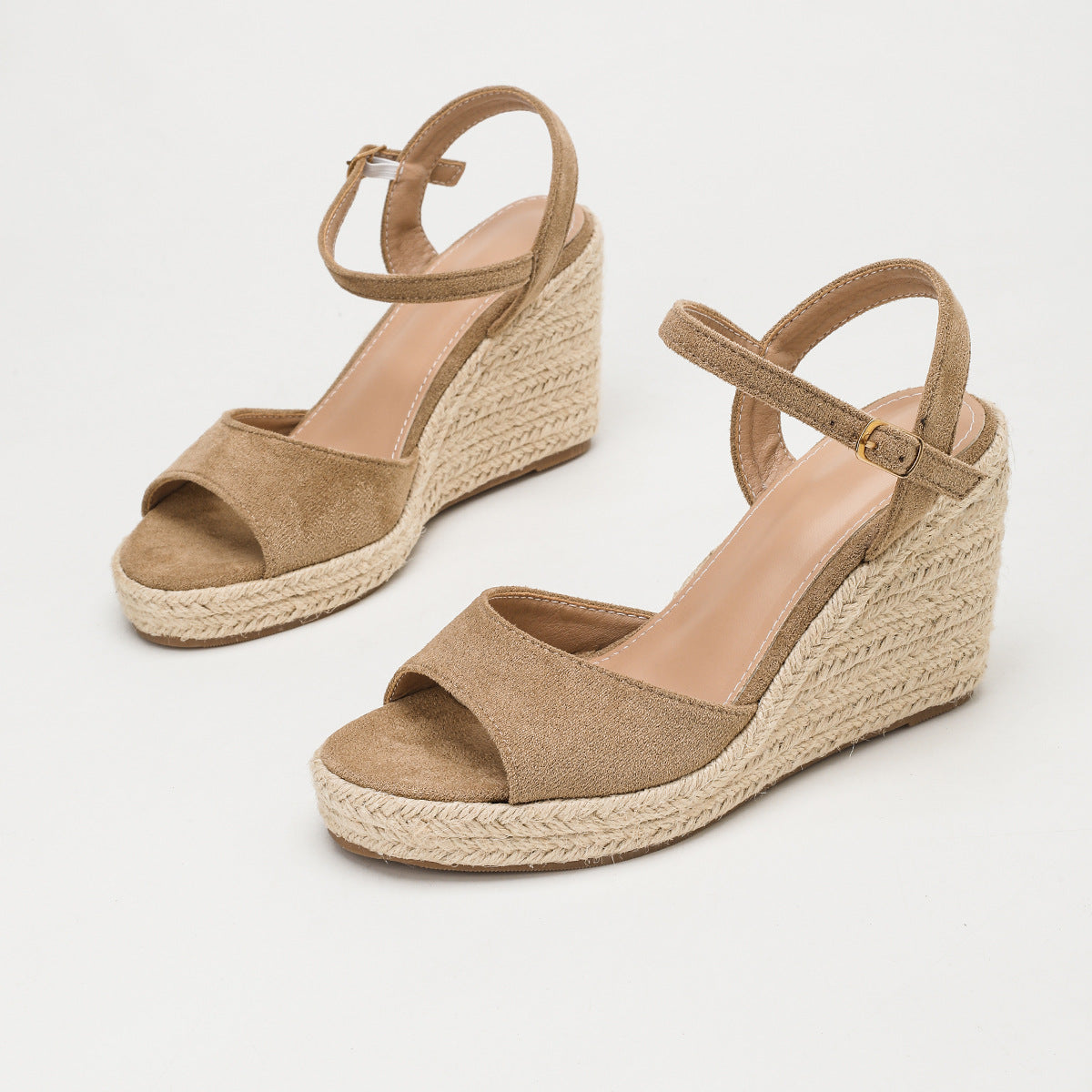 Margo & Main - Black espadrille wedge sandals, peep toe and vamp band detail, US women's sizes