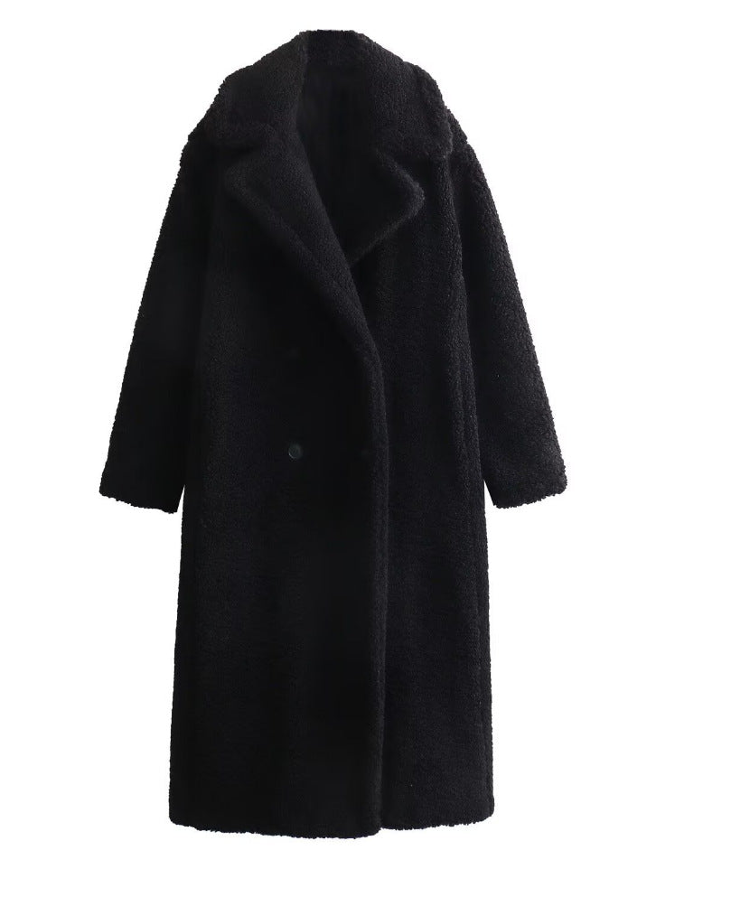 Tallulah Double-Breasted Long Teddy Coat