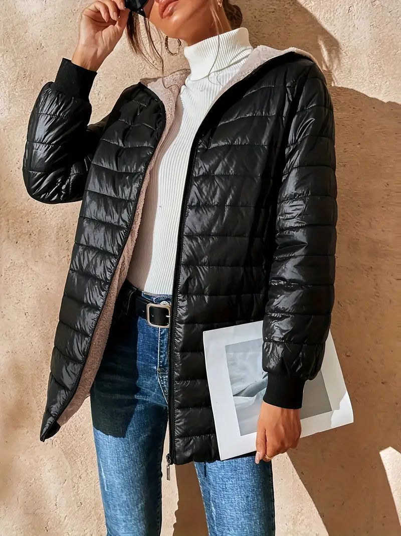 Capucine Fleece-Lined Hooded Quilted Jacket