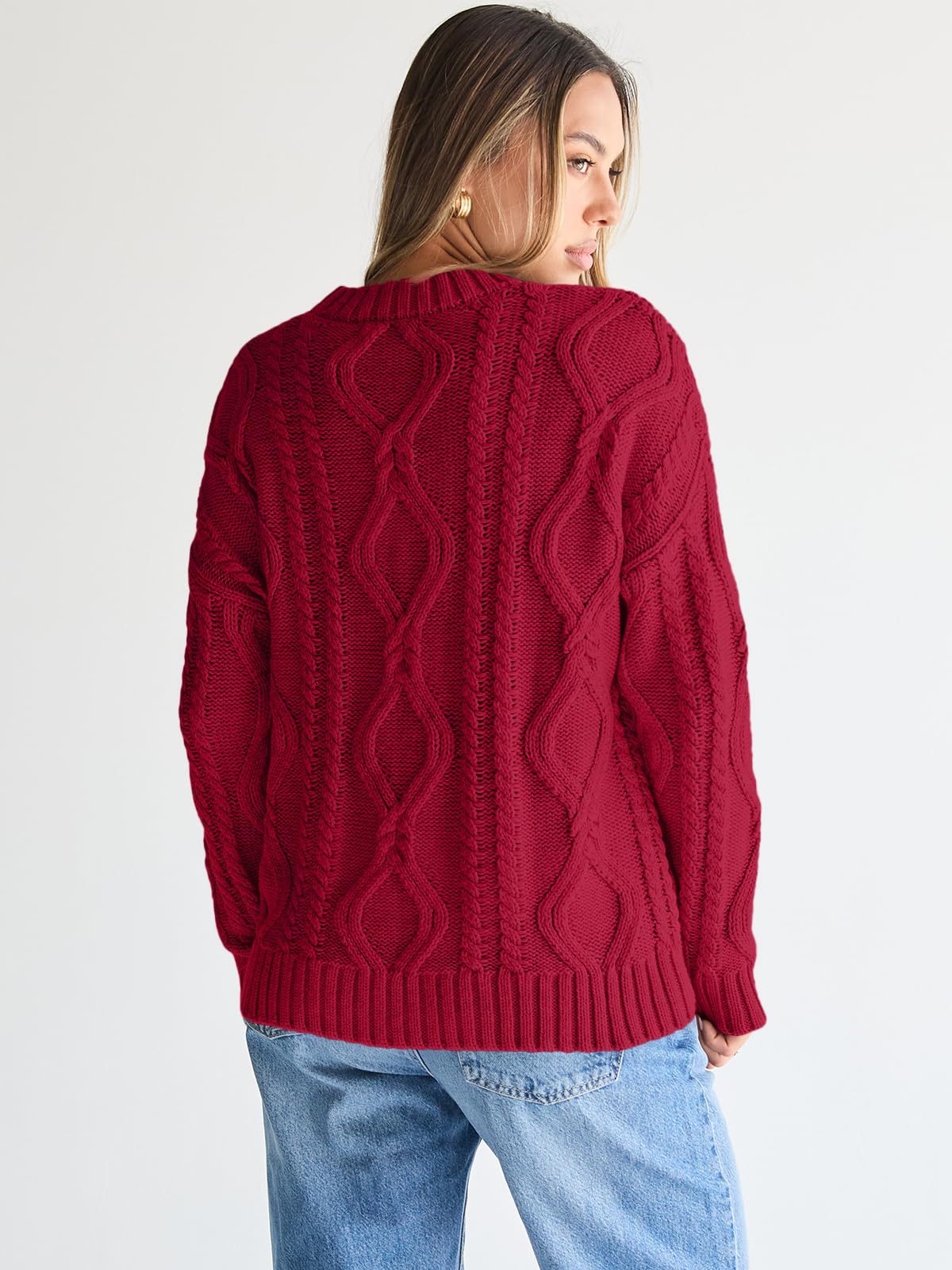 Roxelana Oversized Cable Knit Crew Sweater