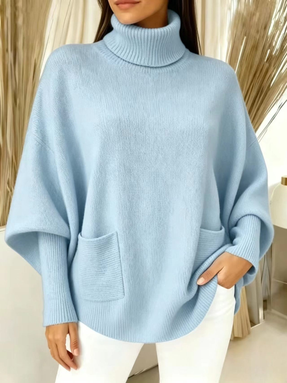 Minerva Oversized Pocket Turtleneck Sweater
