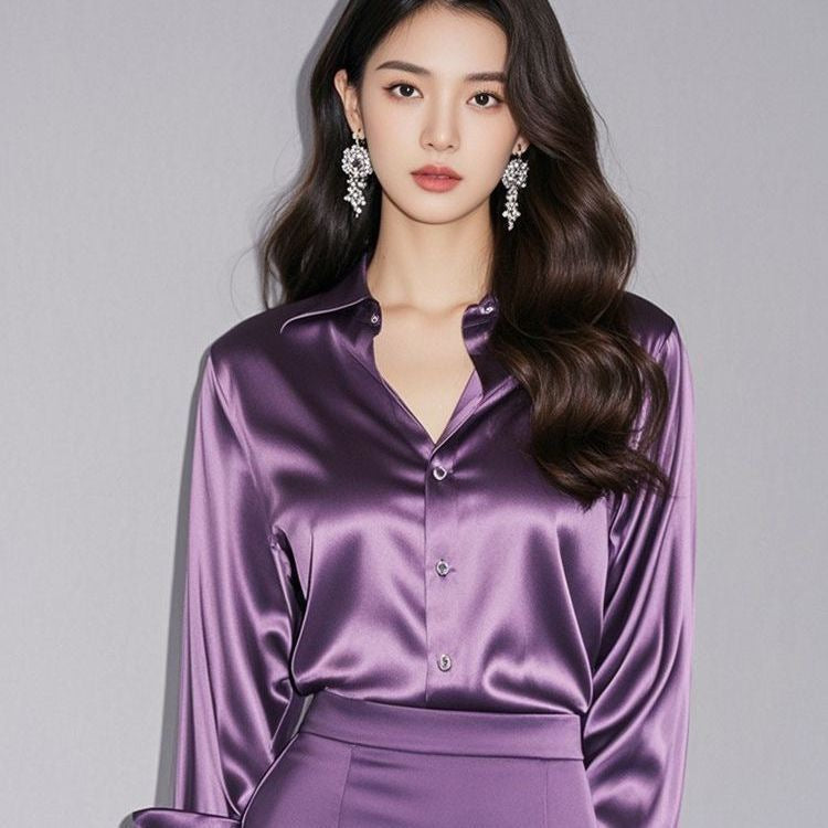 Amy Satin Button Shirt
