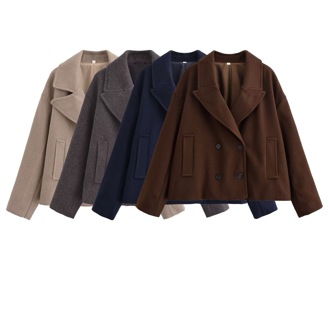 Margo & Main – Thalia cropped pea coat, all four colors shown together, US women's sizes