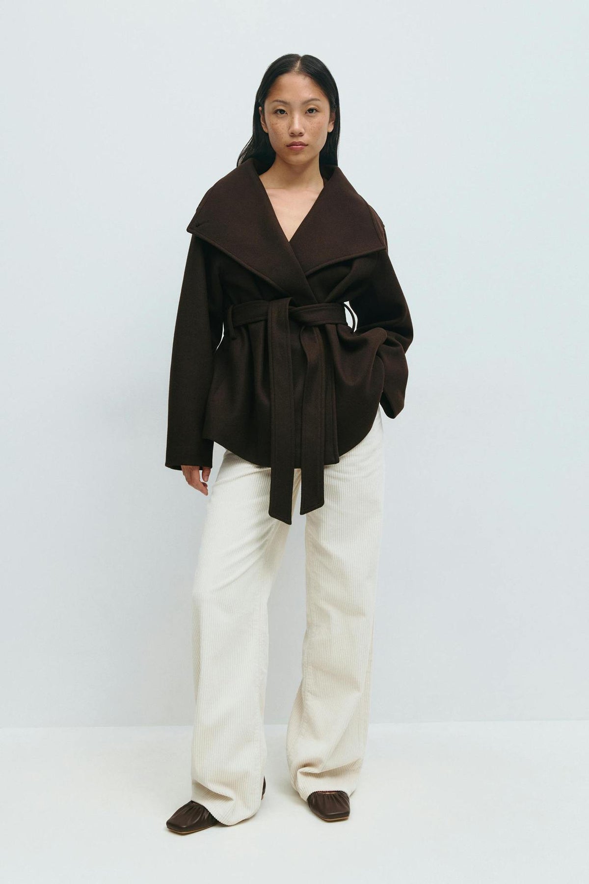 Lorna Belted Stand Collar Wool Coat