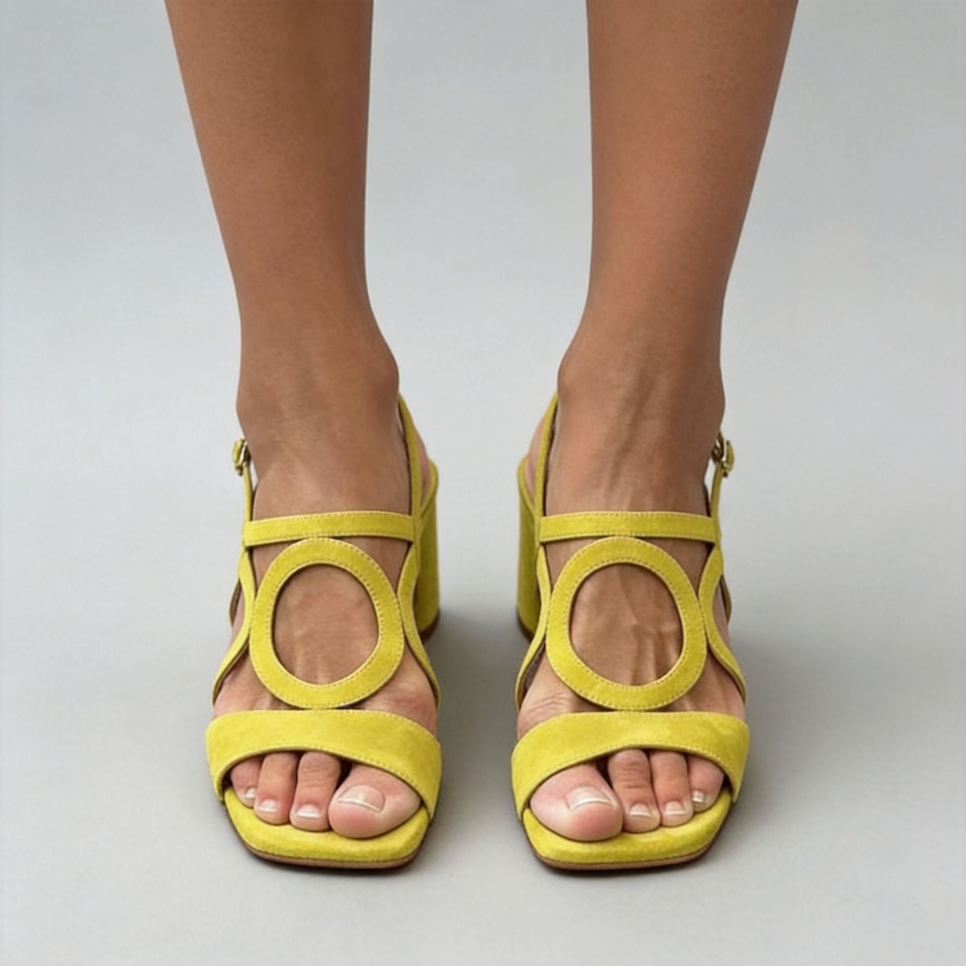 Fiamma Ring-Cutout Block Heel Sandals