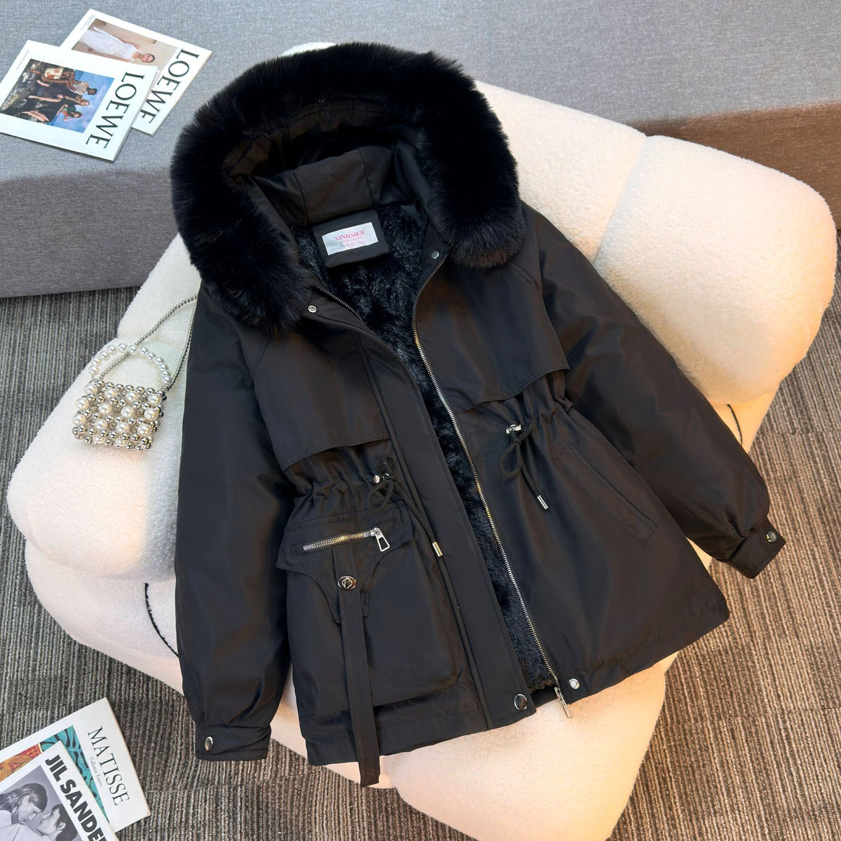 Lucretia Faux Fur Hood Fleece-Lined Parka